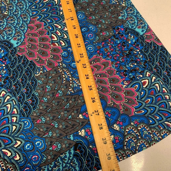 Womans Top Tunic 3X  Colorful Blue Print Jersey Knit Long Sleeve  V Neck Boho - Picture 11 of 11